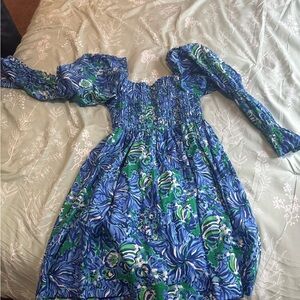 Lilly Pulitzer Blue and Green Long Sleeve Dress